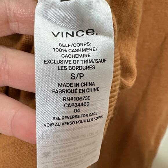 VINCE Cashmere Overlay Crew Light Copper Tan Brown {3R42} - Picture 7 of 8